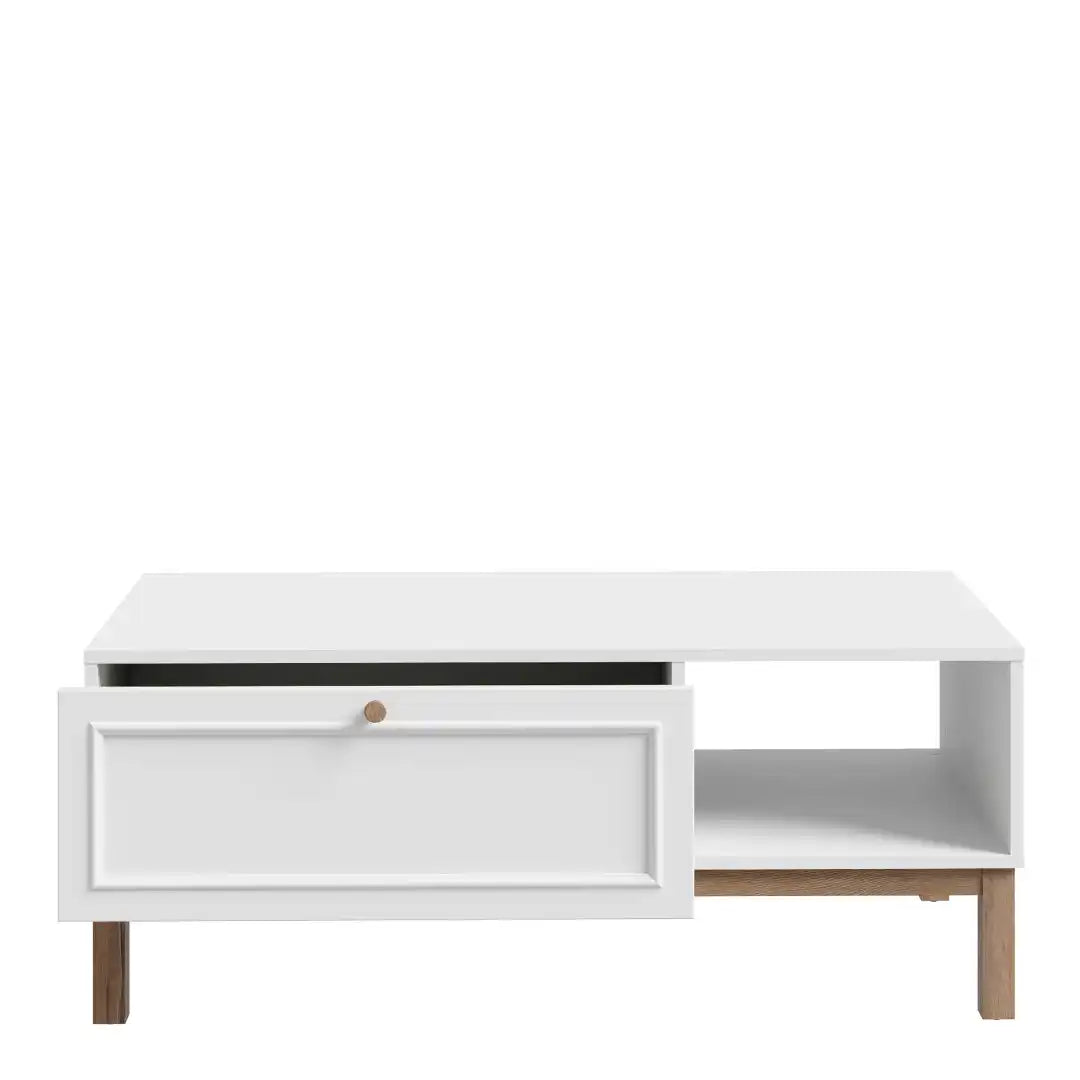 Wensley 1 Drawer Coffee Table in Light Grey and Oak - Price Crash Furniture
