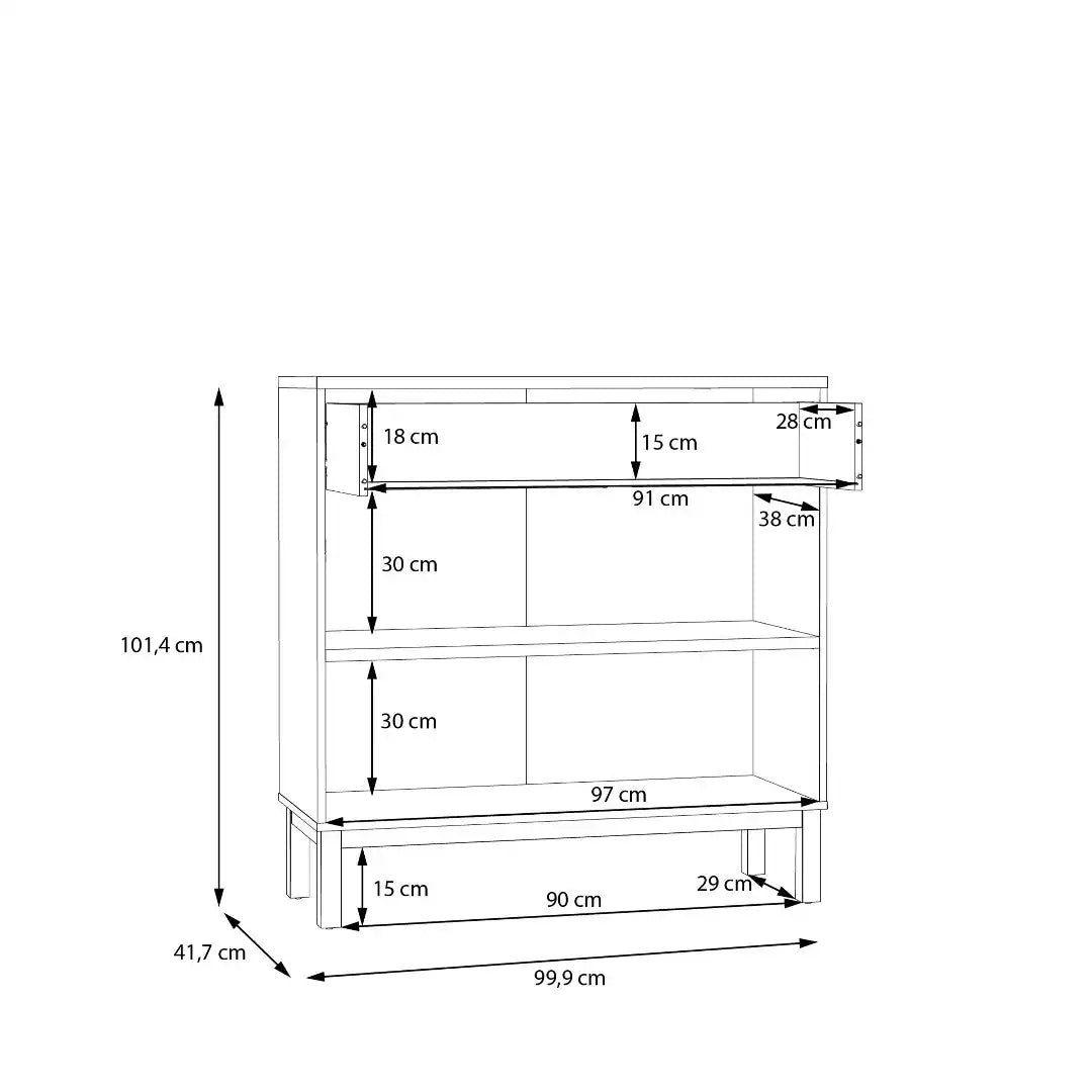 Wensley 2 Door 1 Drawer Console in Light Grey and Oak - Price Crash Furniture