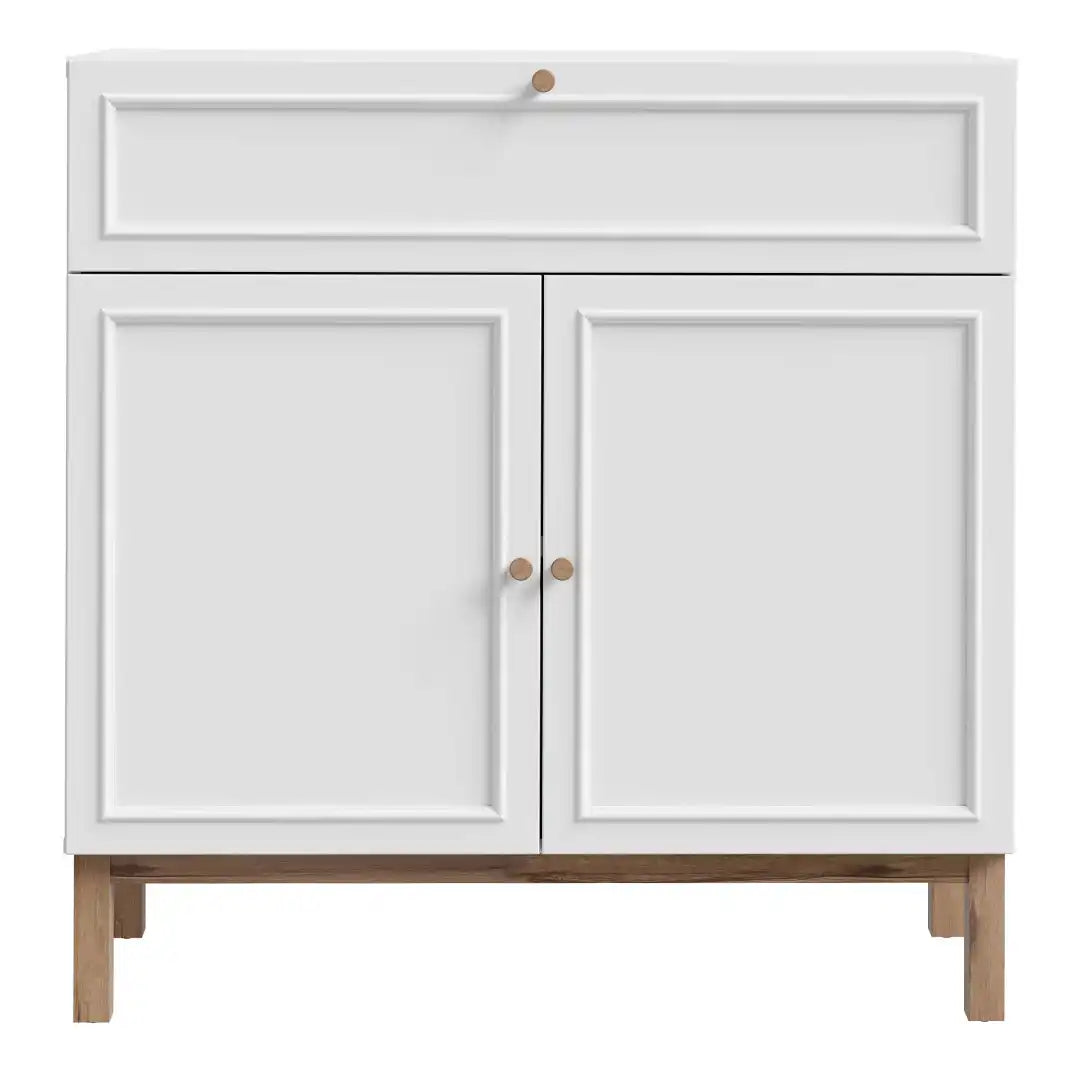 Wensley 2 Door 1 Drawer Console in Light Grey and Oak - Price Crash Furniture
