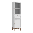 Wensley Display Cabinet with 1 Door 1 Drawer and 1 Glass Door in Light Grey and Oak - Price Crash Furniture