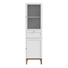 Wensley Display Cabinet with 1 Door 1 Drawer and 1 Glass Door in Light Grey and Oak - Price Crash Furniture