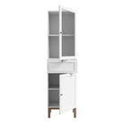 Wensley Display Cabinet with 1 Door 1 Drawer and 1 Glass Door in Light Grey and Oak - Price Crash Furniture