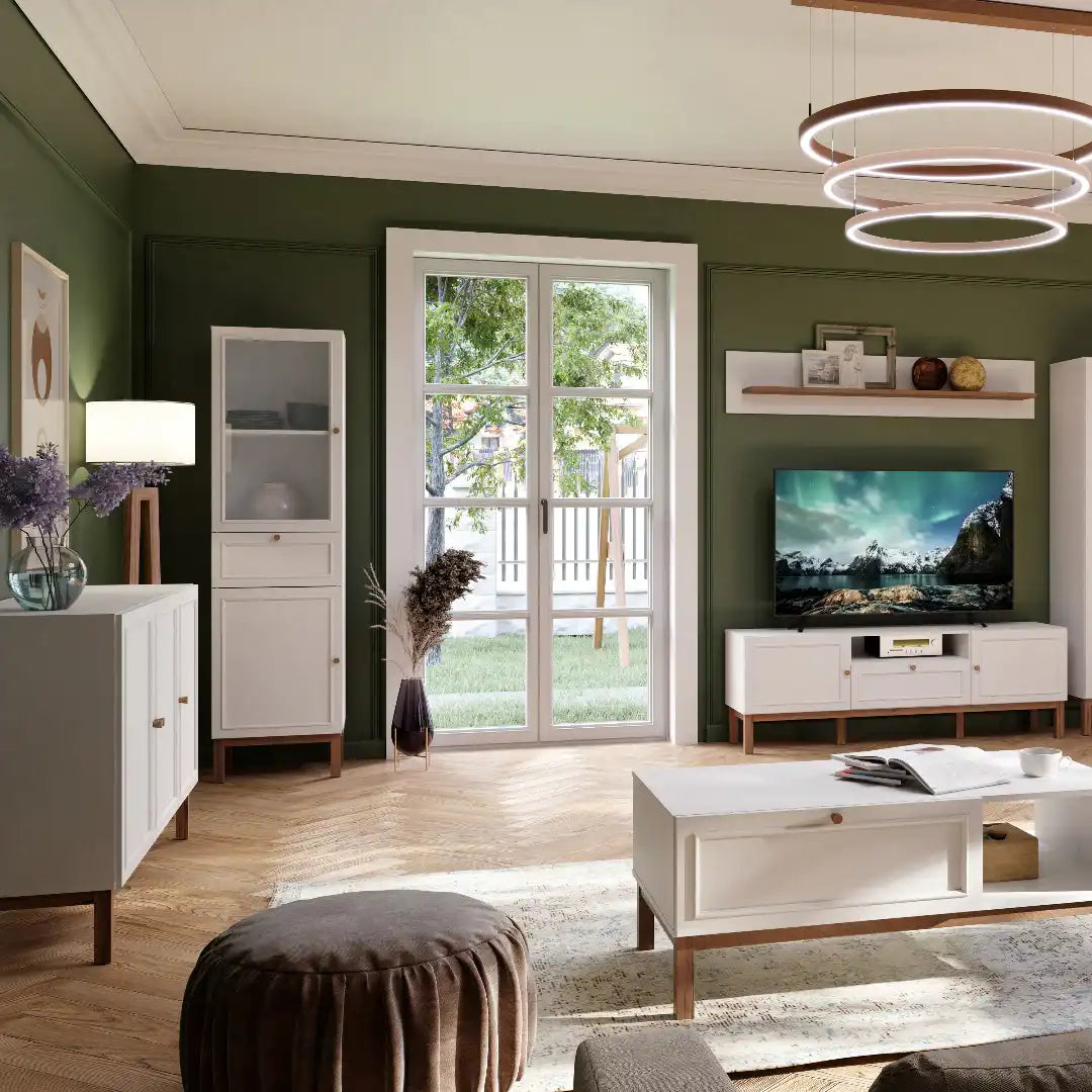 Wensley 3 Door 1 Drawer Sideboard in Light Grey and Oak - Price Crash Furniture