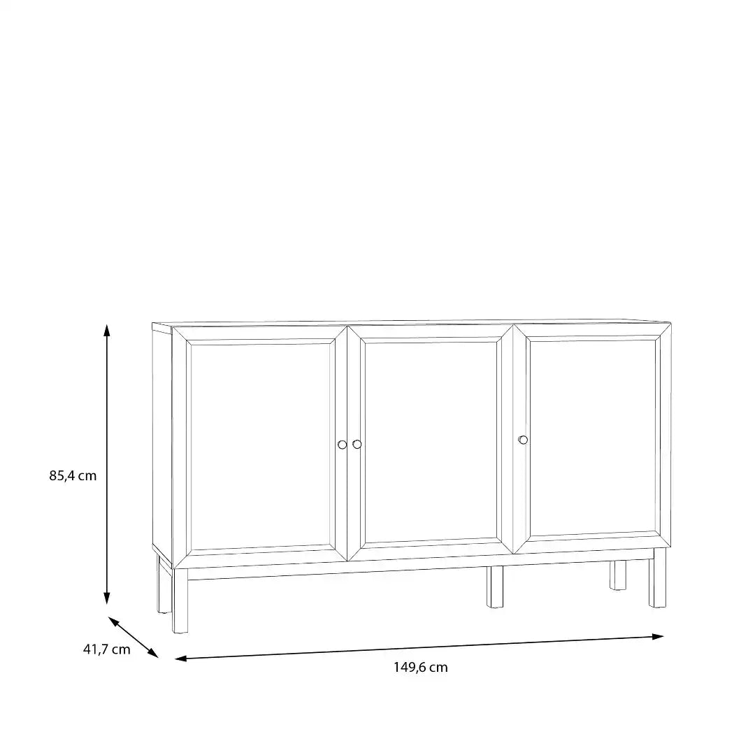 Wensley 3 Door 1 Drawer Sideboard in Light Grey and Oak - Price Crash Furniture