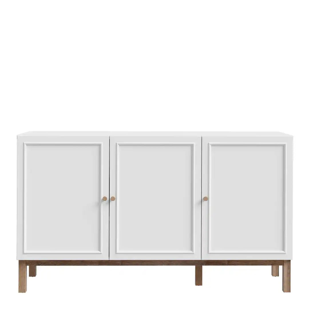 Wensley 3 Door 1 Drawer Sideboard in Light Grey and Oak - Price Crash Furniture