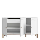 Wensley 3 Door 1 Drawer Sideboard in Light Grey and Oak - Price Crash Furniture