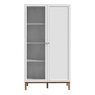 Wensley Display Cabinet with 1 Door and 1 Glass Door in Light Grey and Oak - Price Crash Furniture