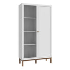 Wensley Display Cabinet with 1 Door and 1 Glass Door in Light Grey and Oak - Price Crash Furniture