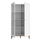 Wensley Display Cabinet with 1 Door and 1 Glass Door in Light Grey and Oak - Price Crash Furniture