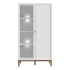 Wensley Display Cabinet with 1 Door and 1 Glass Door in Light Grey and Oak inc LED Lighting - Price Crash Furniture