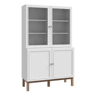 Wensley Display Cabinet with 2 Doors and 2 Glass Doors in Light Grey and Oak - Price Crash Furniture