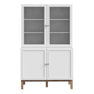 Wensley Display Cabinet with 2 Doors and 2 Glass Doors in Light Grey and Oak - Price Crash Furniture