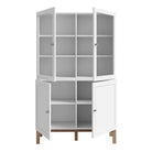 Wensley Display Cabinet with 2 Doors and 2 Glass Doors in Light Grey and Oak inc LED Lighting - Price Crash Furniture