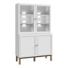 Wensley Display Cabinet with 2 Doors and 2 Glass Doors in Light Grey and Oak inc LED Lighting - Price Crash Furniture