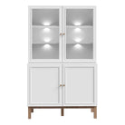 Wensley Display Cabinet with 2 Doors and 2 Glass Doors in Light Grey and Oak inc LED Lighting - Price Crash Furniture