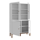 Wensley Display Cabinet with 2 Doors and 2 Glass Doors in Light Grey and Oak inc LED Lighting - Price Crash Furniture