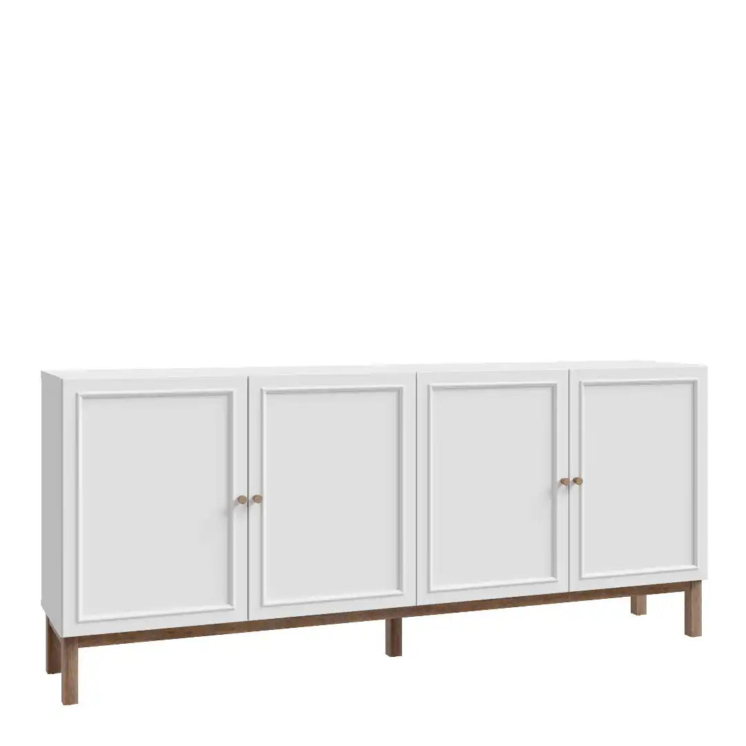 Wensley 4 Door 1 Drawer Sideboard in Light Grey and Oak - Price Crash Furniture