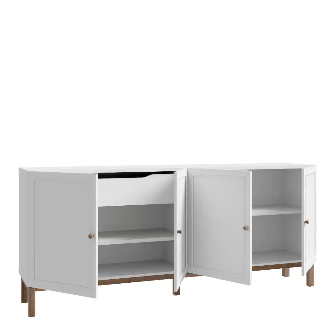 Wensley 4 Door 1 Drawer Sideboard in Light Grey and Oak - Price Crash Furniture