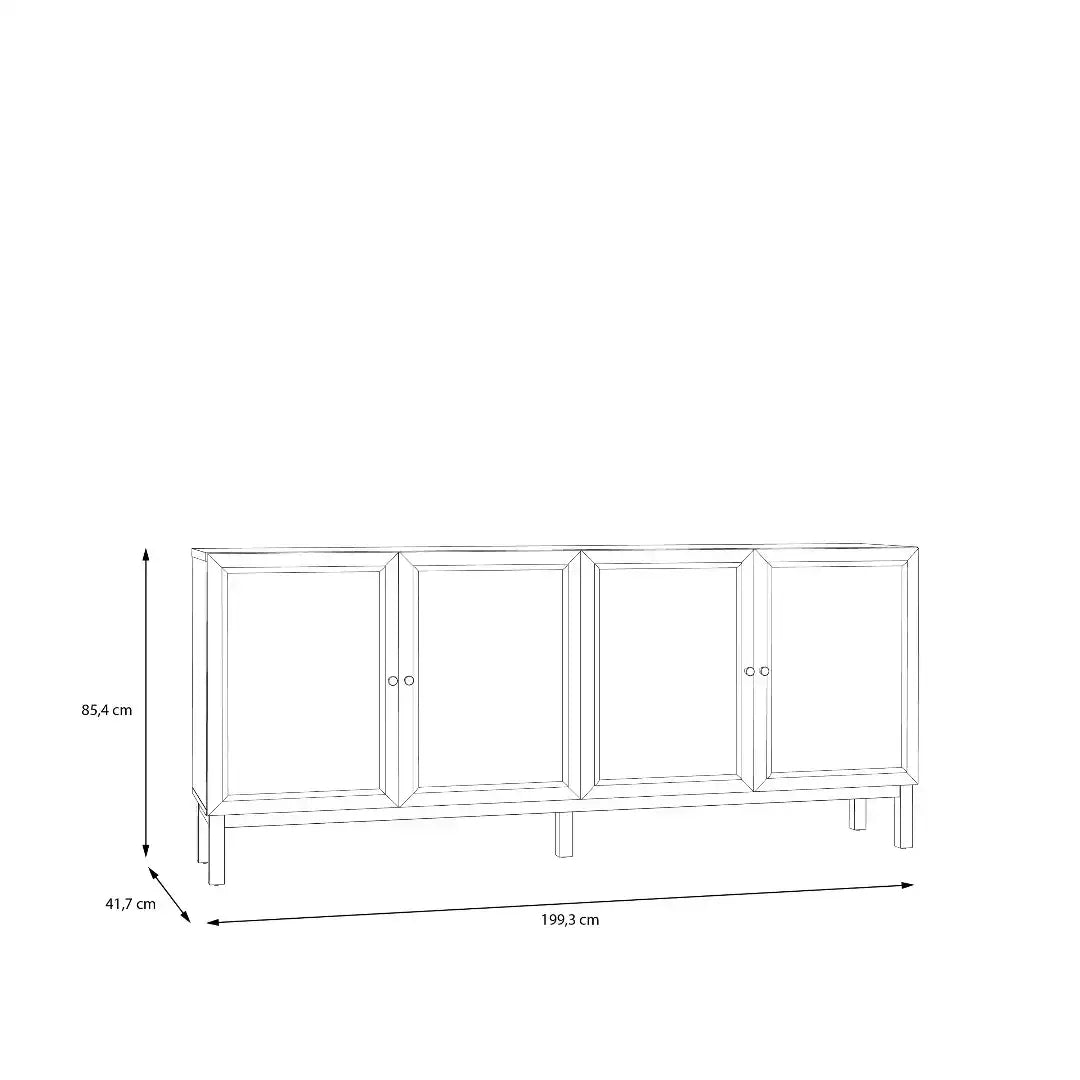 Wensley 4 Door 1 Drawer Sideboard in Light Grey and Oak - Price Crash Furniture