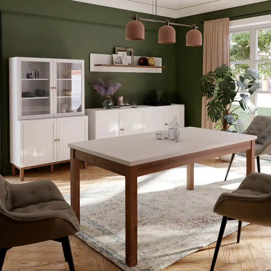 Wensley 4 Door 1 Drawer Sideboard in Light Grey and Oak - Price Crash Furniture