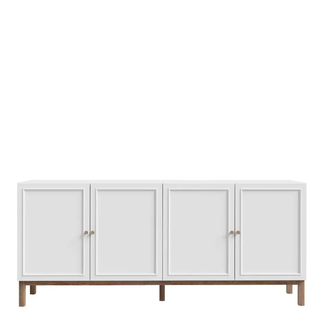 Wensley 4 Door 1 Drawer Sideboard in Light Grey and Oak - Price Crash Furniture