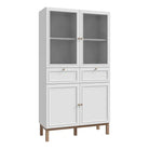 Wensley Display Cabinet with 2 Doors 2 Drawers and 2 Glass Doors in Light Grey and Oak - Price Crash Furniture