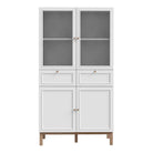 Wensley Display Cabinet with 2 Doors 2 Drawers and 2 Glass Doors in Light Grey and Oak - Price Crash Furniture