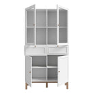 Wensley Display Cabinet with 2 Doors 2 Drawers and 2 Glass Doors in Light Grey and Oak - Price Crash Furniture