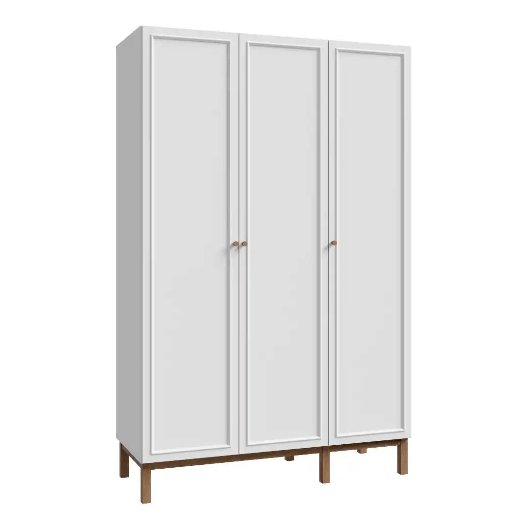 Wensley 3 Door Wardrobe in Light Grey and Oak - Price Crash Furniture
