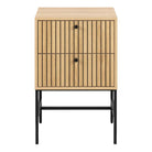 Albany 2 Drawer Bedside Table in Oak/Black Legs - Price Crash Furniture