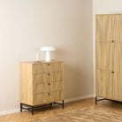 Albany Chest of 4 Drawers in Oak/Black Legs - Price Crash Furniture