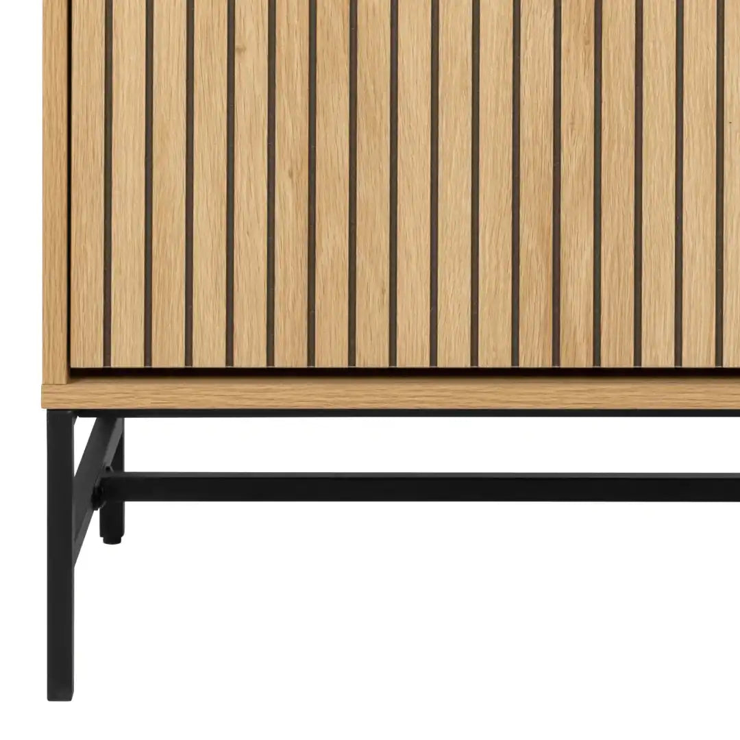 Albany Shoe Cabinet 3 Flip Down Doors 1 Pull Open Door in Oak/Black Legs - Price Crash Furniture