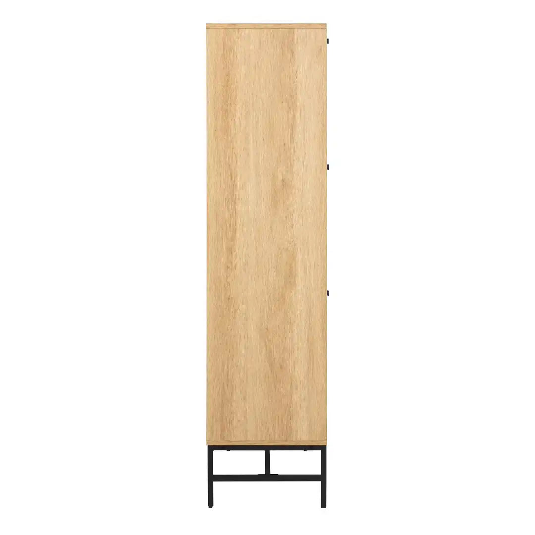 Albany Shoe Cabinet 3 Flip Down Doors 1 Pull Open Door in Oak/Black Legs - Price Crash Furniture