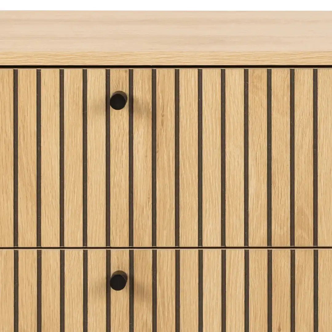 Albany Wide Chest of 6 Drawers in Oak/Black Legs - Price Crash Furniture