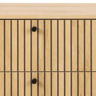 Albany Wide Chest of 6 Drawers in Oak/Black Legs - Price Crash Furniture