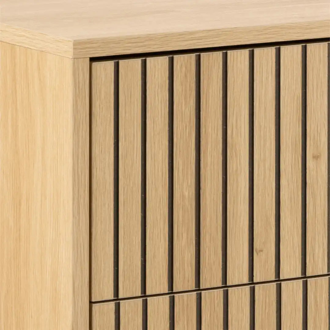 Albany Wide Chest of 6 Drawers in Oak/Black Legs - Price Crash Furniture