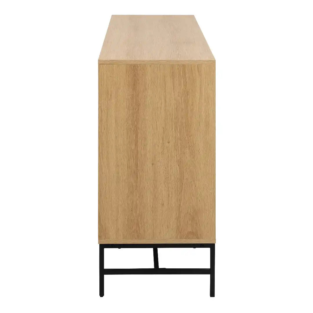 Albany Wide Chest of 6 Drawers in Oak/Black Legs - Price Crash Furniture