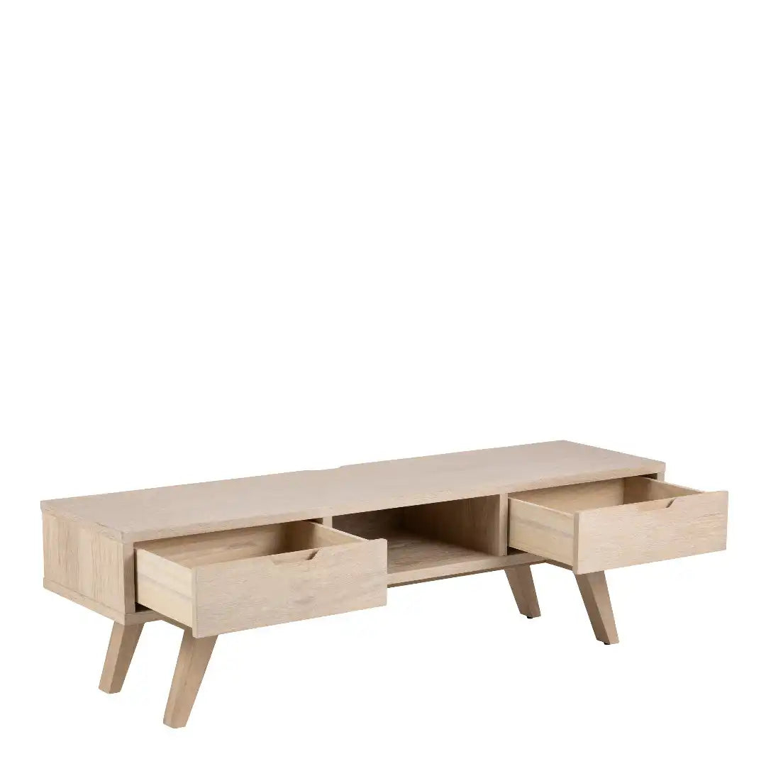A-Line TV Unit with 2 Drawers in White Oak - Price Crash Furniture