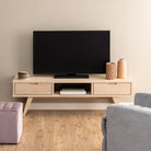 A-Line TV Unit with 2 Drawers in White Oak - Price Crash Furniture