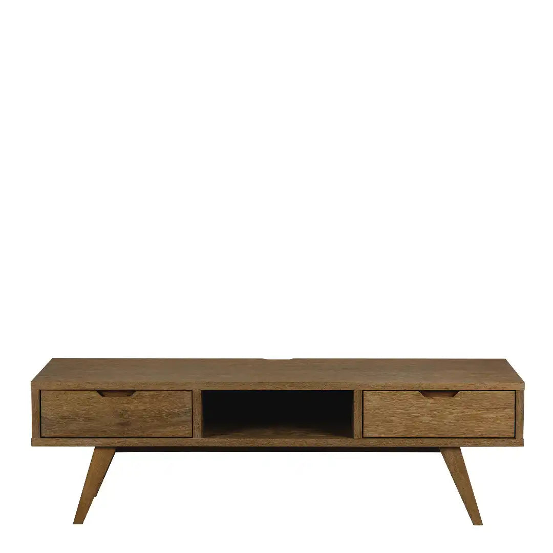 A-Line TV Unit with 2 Drawers in Smoked Oak - Price Crash Furniture