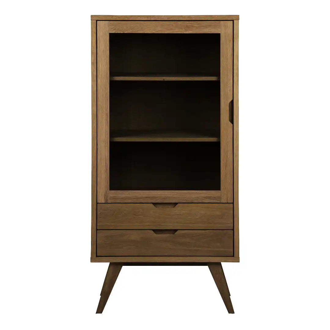 A-Line Display Cabinet with 2 Drawers and 2 Shelves in Smoked Oak - Price Crash Furniture