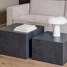 Dice Square Coffee Table Set in Black Ocean Rough Paper - Price Crash Furniture