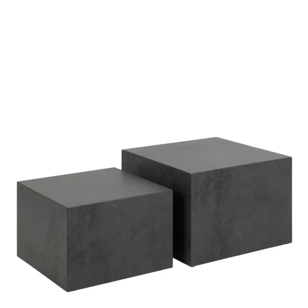Dice Square Coffee Table Set in Black Ocean Rough Paper - Price Crash Furniture