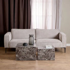 Dice Square Coffee Table Set in Light Brown Emperador Rough Paper - Price Crash Furniture