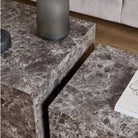 Dice Square Coffee Table Set in Light Brown Emperador Rough Paper - Price Crash Furniture