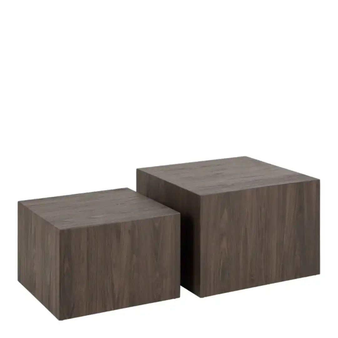 Dice Square Coffee Table Set in Smoked Ash - Price Crash Furniture