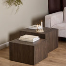 Dice Square Coffee Table Set in Smoked Ash - Price Crash Furniture