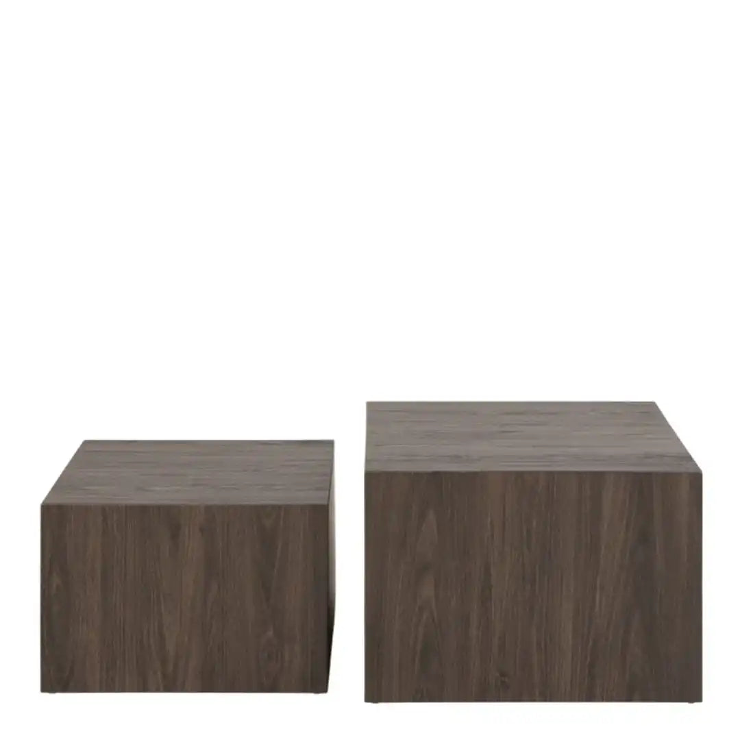 Dice Square Coffee Table Set in Smoked Ash - Price Crash Furniture