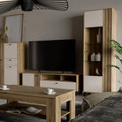 Grafton Glass Door Display Cabinet in Cream and Oak - Price Crash Furniture