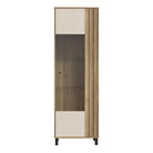 Grafton Glass Door Display Cabinet in Cream and Oak - Price Crash Furniture